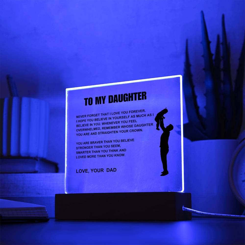 To My Daughter/Straighten Your Crown Acrylic LED Lamp