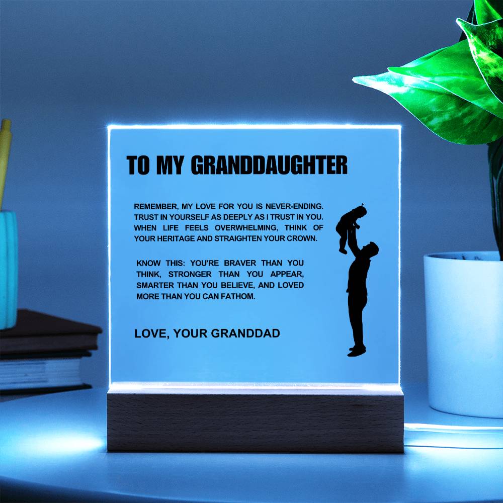 To My Granddaughter/Straighten Your Crown/Acrylic LED Light